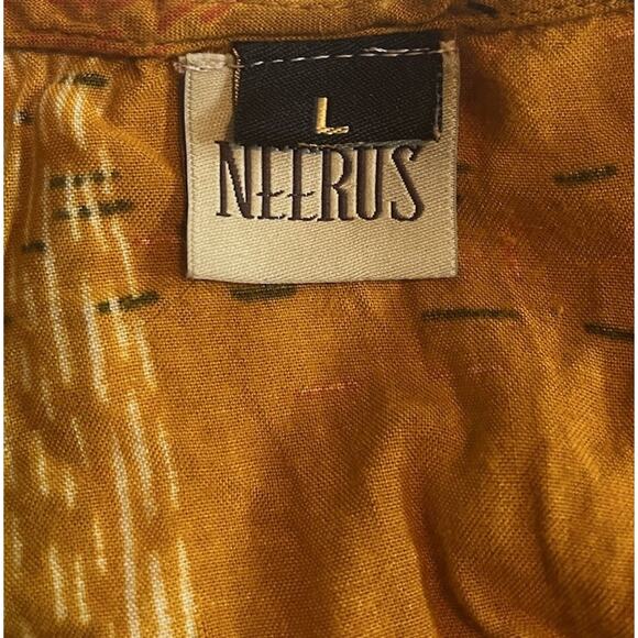 Neerus Marigold Boho Ethnic Embroidered Maxi Dress Large Preowned Rayon - Picture 7 of 9